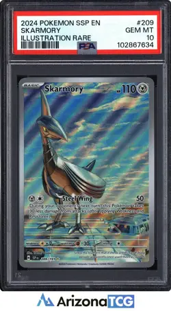Pokemon 2024 Skarmory 209/191 Illustration Rare Surging Sparks GEM MINT PSA 10 - Image 1