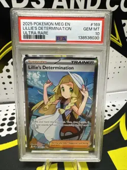 2025 Pokemon Mega Evolution Base #169 FA Lillie's Determination PSA 10 Gem Mint - Image 1
