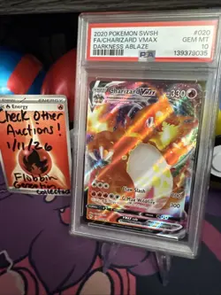 PSA 10 GEM MINT Charizard VMAX Darkness Ablaze Full Art Holo Pokemon 020/189 - Image 1