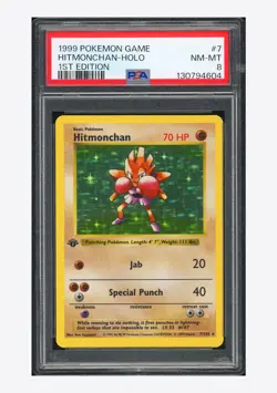 Pokemon PSA 8 Hitmonchan Holo 1999 7/102 Base Set 1ST ED. English - Image 1