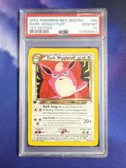 2002 POKEMON NEO DESTINY 1ST EDITION #40 DARK WIGGLYTUFF PSA 10 GEM MINT - Image 1