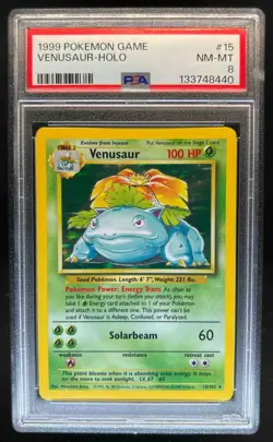 1999 Pokemon Unlimited Venusaur Rare Holo #15/102 PSA 8 - Image 1