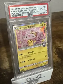 Cherry Blossom Afro Pikachu Pokemon Center Tokyo Dx 211/SM-P Japanese PSA 10 - Image 2