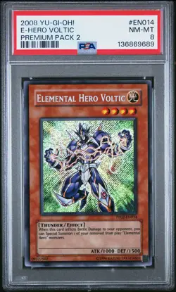 2008 YU-GI-OH! PREMIUM PACK 2 #EN014 ELEMENTAL HERO VOLTIC PSA 8 - Image 1