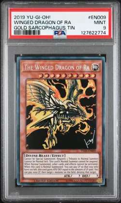 2019 YU-GI-OH! GOLD SARCOPHAGUS TIN #EN009 THE WINGED DRAGON OF RA PSA 9 - Image 1