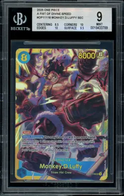 2025 One Piece A Fist of Divine Speed OP11118 Monkey.D.Luffy SEC BGS 9 Mint - Image 2