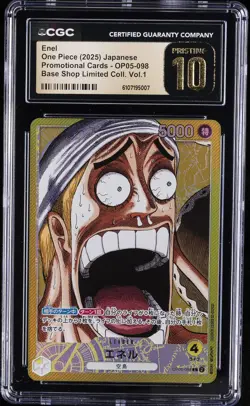 2025 ONE PIECE JPN PROMO CARDS BASE SHOP LTD COLL. VOL 1 ENEL CGC 10 PRISTINE - Image 1