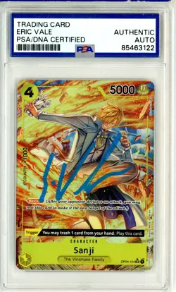 PSA Signed Eric Vale Sanji OP04-104 SR Kingdoms Of Intrigue One Piece TCG - Image 1