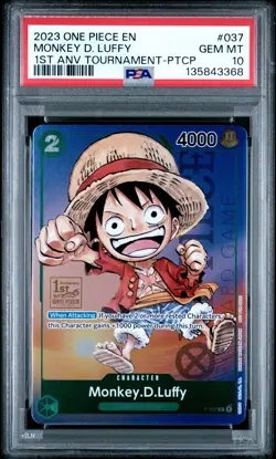 2023 ONE PIECE PROMOS 1ST ANV TOURNAMENT-PARTICIPATION MONKEY D. LUFFY PSA 10 - Image 1