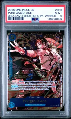 2025 ONE PIECE 3RD ANV TOURNAMENT 3 BROTHERS PACK WINNER PORTGAS D. ACE PSA 9 - Image 1