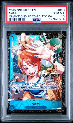 2025 ONE PIECE PROMOS CHAMPIONSHIP 25-26-TOP 64 #050 NAMI PSA 10 - Image 1
