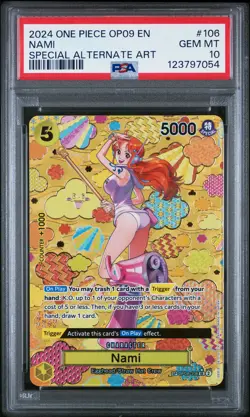 2024 ONE PIECE OP09-EMPERORS IN THE NEW WORLD SPECIAL ALTERNATE ART NAMI PSA 10 - Image 1