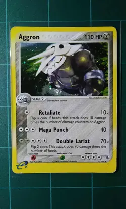 Pokemon Card EX Ruby & Sapphire # 1 Aggron Holo Rare 2003 Nintendo HP Creased - Image 1