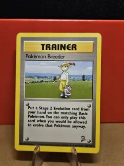 Pokemon Breeder 105/130 Rare Non-Holo Base 2 Set Pokemon Trainer Card LP - Image 1