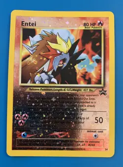 Entei #34 Black Star Promo Reverse Holo Rare Vintage Pokemon Card - NM - Image 1