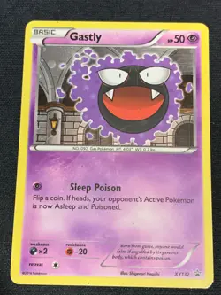 C293 POKEMON TCG GASTLY XY132 HOLO DMG CARD BLACK STAR PROMO DAMAGED - Image 1
