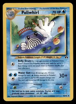 2X Pokemon Card Poliwhirl Neo Discovery 44/75 MODERATELY PLAYED Non-Holo TCG!!!! - Image 1