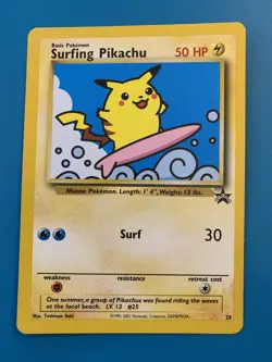 Surfing Pikachu #28 Black Star Promo Rare Vintage Pokemon Card - NM - Image 1