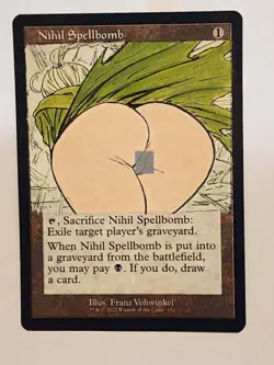 Hand Painted Altered Art Mtg land card Anime girl Nihil Spellbomb Censored - Image 1