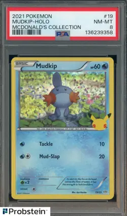 2021 Pokemon McDonald's Collection #19 Mudkip Holo PSA 8 NM-MT - Image 1