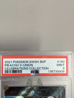 2021 POKEMON SWSH BLACK STAR PROMO CELEBRATIONS COLL #140 PIKACHU V-UNION PSA 9 - Image 2