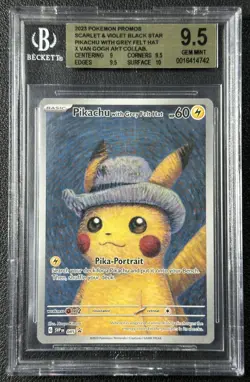 PIKACHU BGS 9.5 2023 POKEMON SV BSP SVP EN #085 VAN GOGH WITH GREY FELT HAT 742 - Image 1