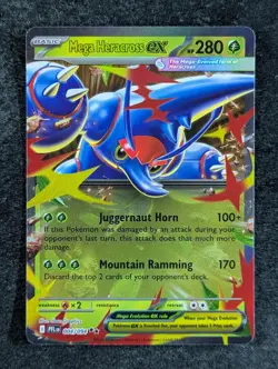 2025 Pokemon MEGA HERACROSS EX 004/094 Phantasmal Flames Double Rare Holo ENG - Image 1