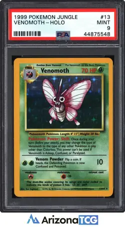 Pokemon 1999 Venomoth 13/64 Holo Jungle *NO SYMBOL ERROR* PSA 9 - Image 1
