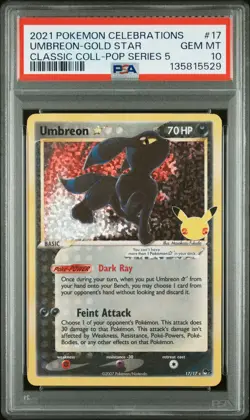 2021 POKEMON CELEBRATIONS CLASSIC COLL #17 UMBREON-GOLD STAR PSA 10 - Image 1