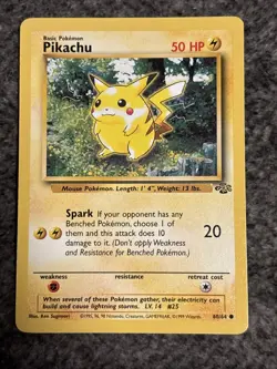 Pokemon TCG Pikachu 60/64 Common Unlimited Jungle LP - Image 1