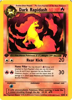 Pokemon TCG Dark Rapidash 44/82 1st Edition Team Rocket Uncommon LP - Image 1