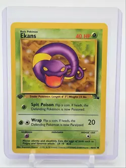 EKANS 1999 POKEMON ORIGINAL FOSSIL 1ST EDITION COMMON 46/62 Q4490 - Image 1