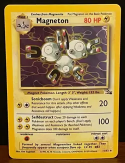Pokemon Magneton Holo Rare 11/62 Fossil Set Vintage WOTC Lightly Played - Image 1