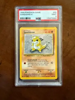 1999 POKEMON 62/102 SANDSHREW PSA 9 MINT - Image 1