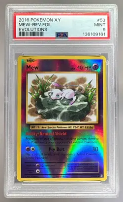 136109161 Mew 2016 Pokemon XY Evolutions #53/108 Reverse Holo PSA 9 - Image 1