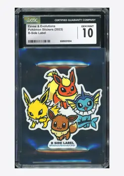 Pokemon CGC 10 GEM Eevee & Evolution B-Side Label 2023 Pokemon Stickers Japanese - Image 1