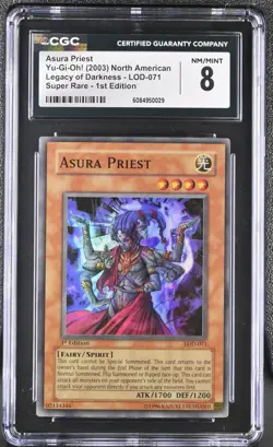 CGC 8 NM/MINT Yugioh Asura Priest LOD-071 Super Rare 1st Edition *0029 - Image 1