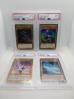 YUGIOH PSA SLAB LOT X4 FOIL 1ST DARK MAGICIAN CHOCOLATE GIRL DSOD MEGA TINS - Image 1