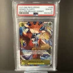 Monkey D. Luffy P-036 Pre-Release Winner Promo One Piece PSA GEM MINT 10 - Image 1