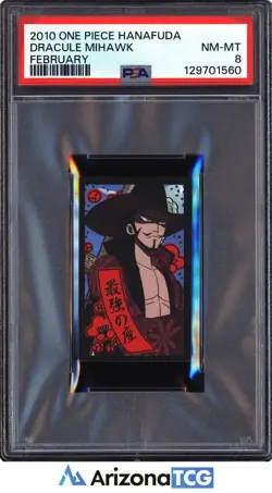 One Piece 2010 Dracule Mihawk February One Piece Hanafuda Japanese PSA 8 - Image 1