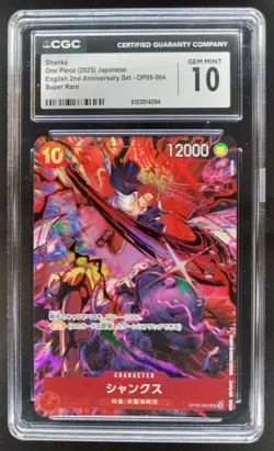 2025 ONE PIECE CCG JAPANESE SHANKS SUPER RARE OP09-004 CGC 10 B PT - Image 1