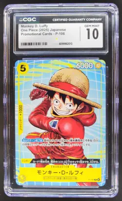 2025 ONE PIECE CCG JAPANESE MONKEY D. LUFFY PROMO P-106 CGC 10 B PT - Image 1