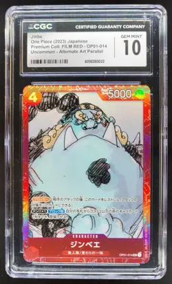 2023 ONE PIECE CCG JAPANESE JINBE FILM RED ALT ART OP01-014 CGC 10 B PT - Image 1