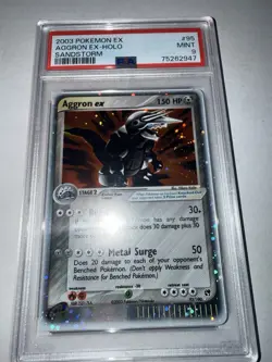 Pokemon TCG Aggron EX Sandstorm 95 Holo Holo Rare Card PSA 9 Mint 2003 Vintage - Image 1