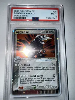 Pokemon TCG Aggron EX Sandstorm 95 Holo Holo Rare Card PSA 9 Mint 2003 Vintage - Image 2