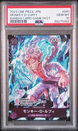 PSA 10 Monkey D Luffy P-041 PROMO BANDAI CARD GAME Fest World Tour One Piece（7） - Image 1