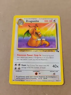 Pokemon TCG Dragonite Fossil 19/62 Non-Holo Unlimited Rare Card - Image 1