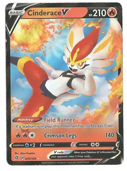 Cinderace V Rebel Clash #35 Ultra Rare Pokemon Card Fire Type V Sword & Shield - Image 3