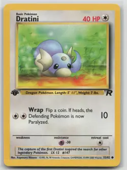 1st Edition Vintage Pokemon Card Dratini Common Team Rocket 53/82 VLP - Image 1