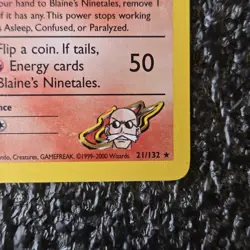 Blaine’s Ninetales 21/132 Gym Challenge Unlimited Pokemon Card LP-MP - Image 2